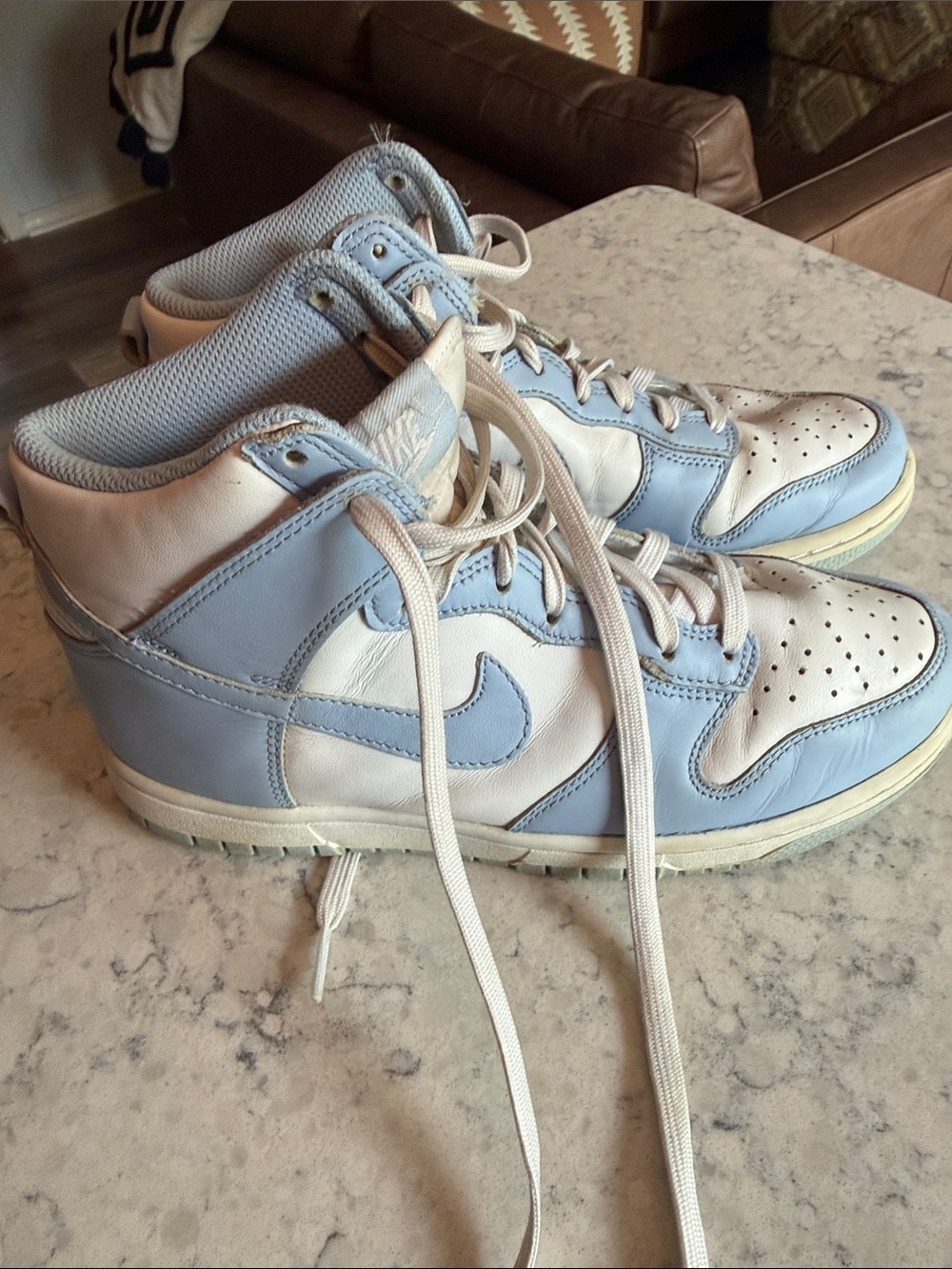 Nike High-Top Sneakers in Pale Blue & White